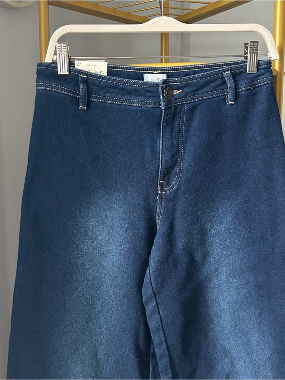 Z Supply women’s Rilynn Wide sweat Denim Trouser In Dark blue wash size 27 NEW - Picture 8 of 10